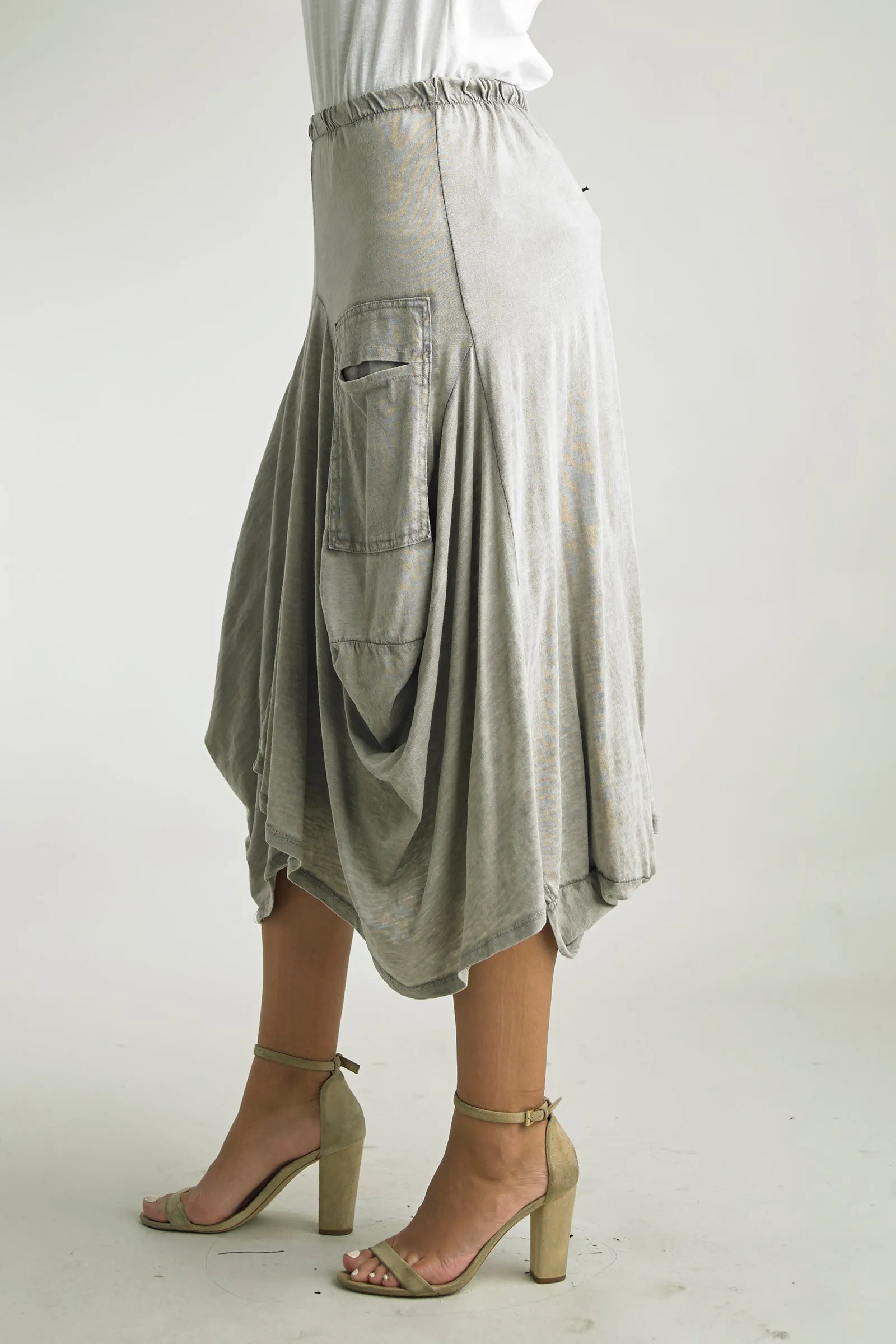 Ruched Cotton Skirt