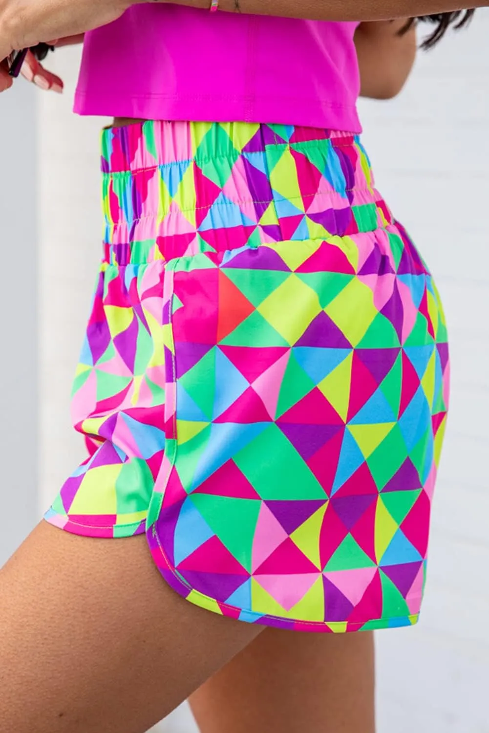 SELINK Shorts for Women Casual Pink Leopard High Waisted Athletic Shorts Shirred High Waist Daily