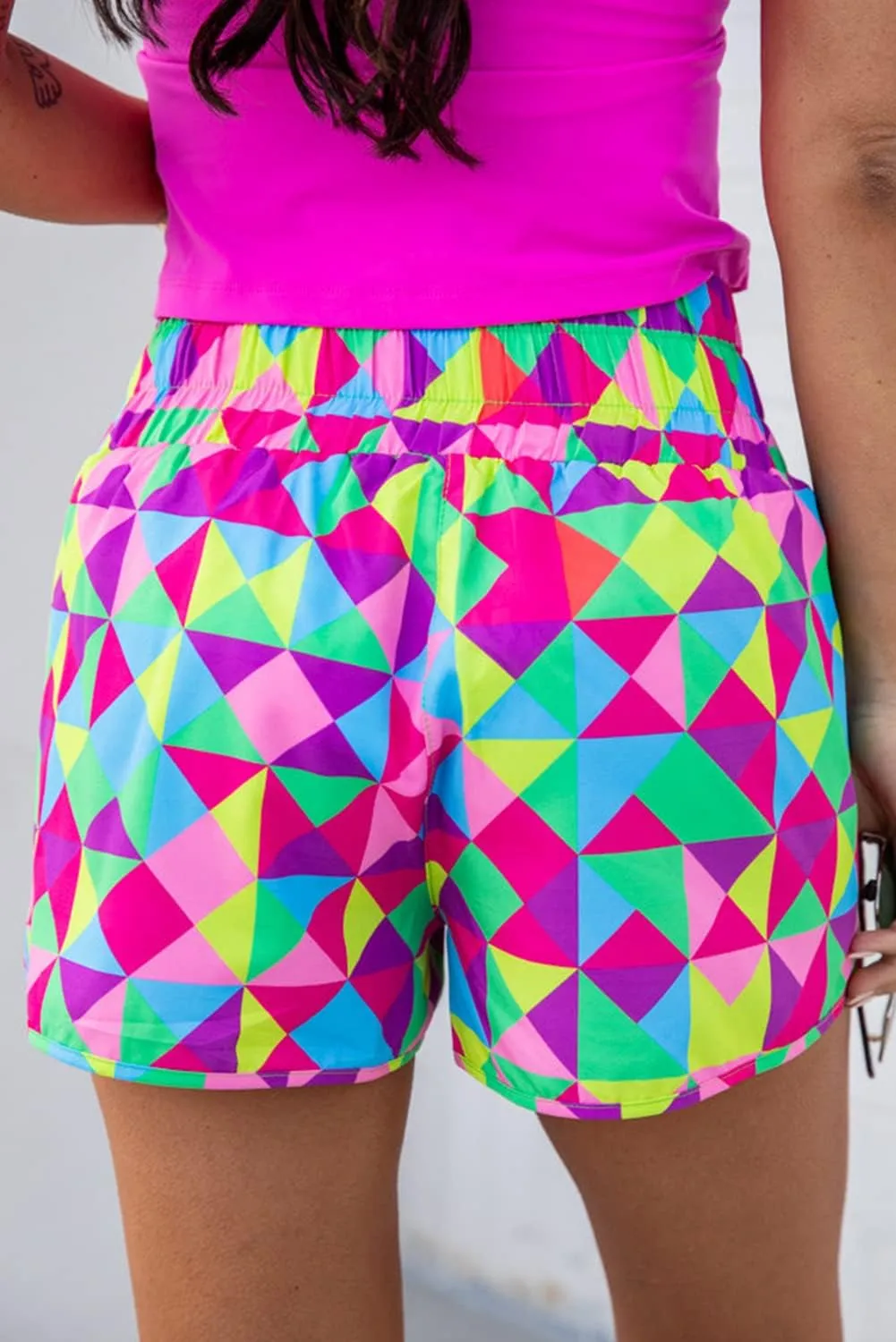 SELINK Shorts for Women Casual Pink Leopard High Waisted Athletic Shorts Shirred High Waist Daily