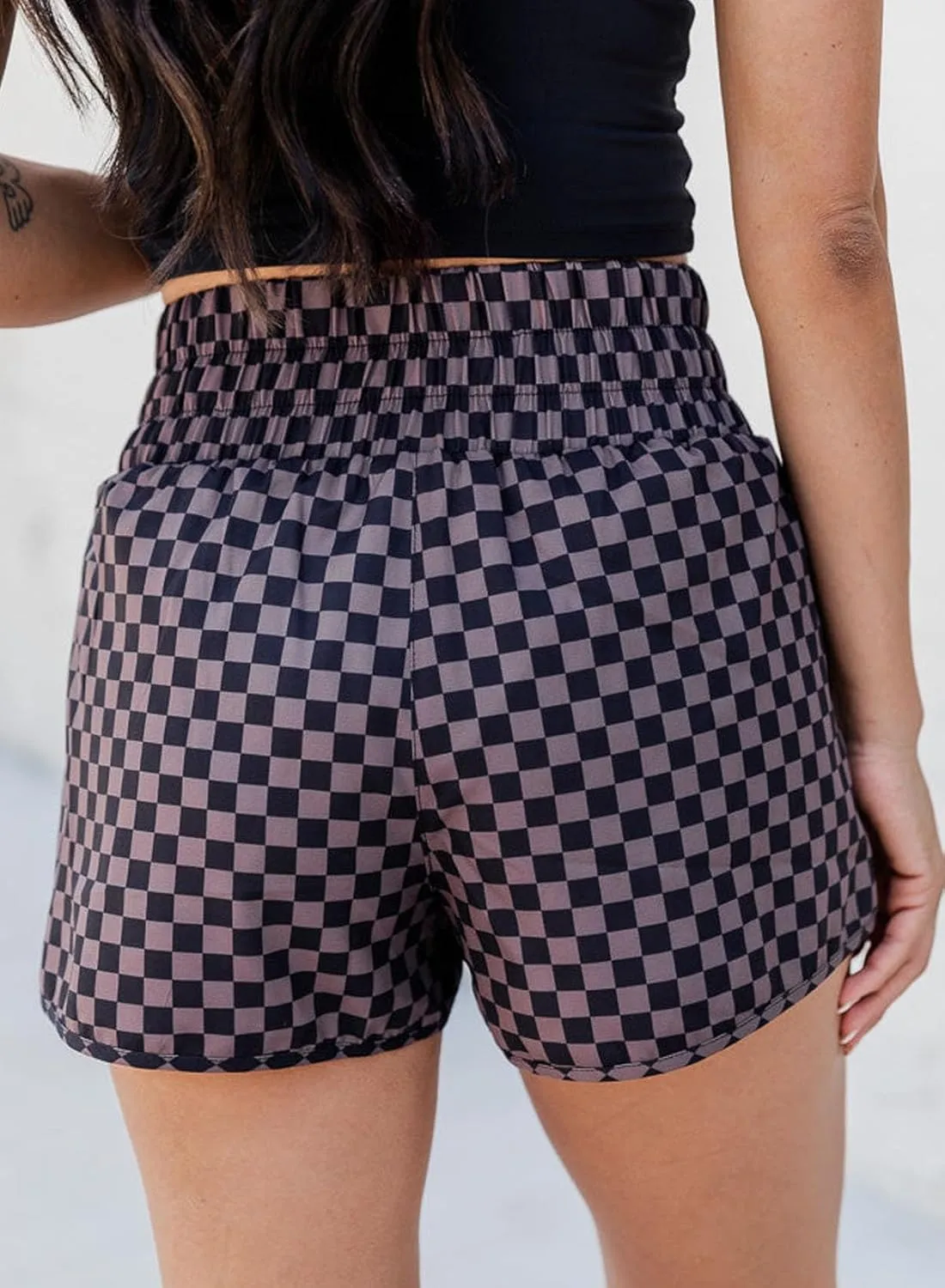 SELINK Shorts for Women Casual Pink Leopard High Waisted Athletic Shorts Shirred High Waist Daily