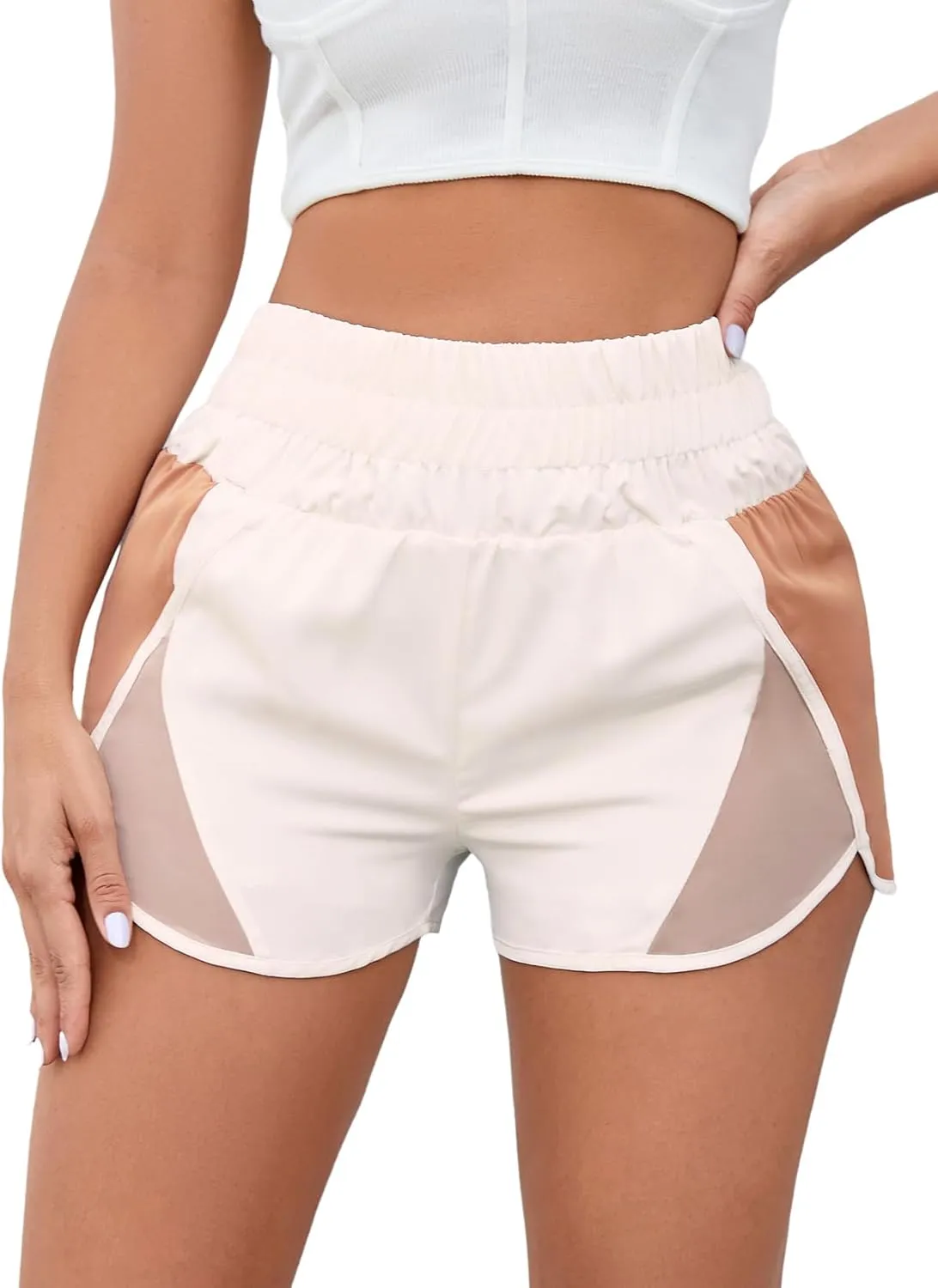 SELINK Shorts for Women Casual Pink Leopard High Waisted Athletic Shorts Shirred High Waist Daily