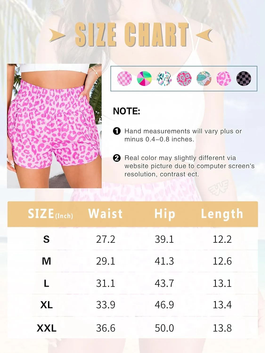 SELINK Shorts for Women Casual Pink Leopard High Waisted Athletic Shorts Shirred High Waist Daily