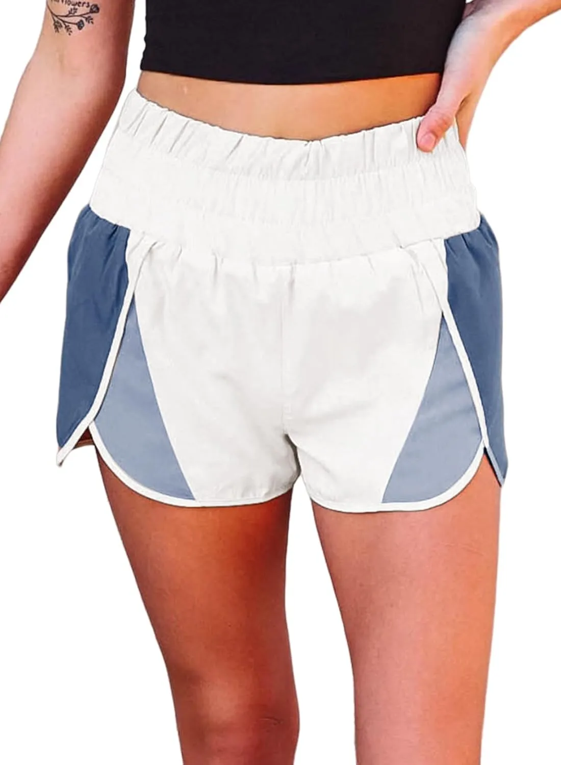 SELINK Shorts for Women Casual Pink Leopard High Waisted Athletic Shorts Shirred High Waist Daily