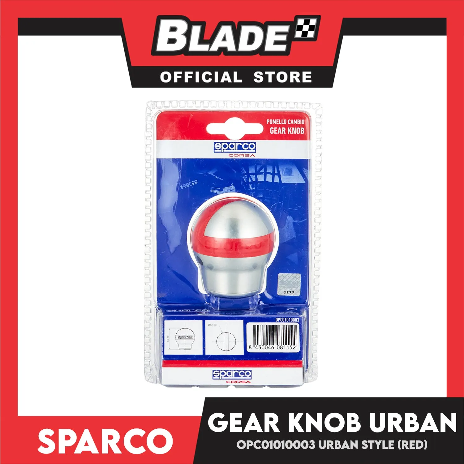 Sparco Gear Knob OPC01010003 Red
