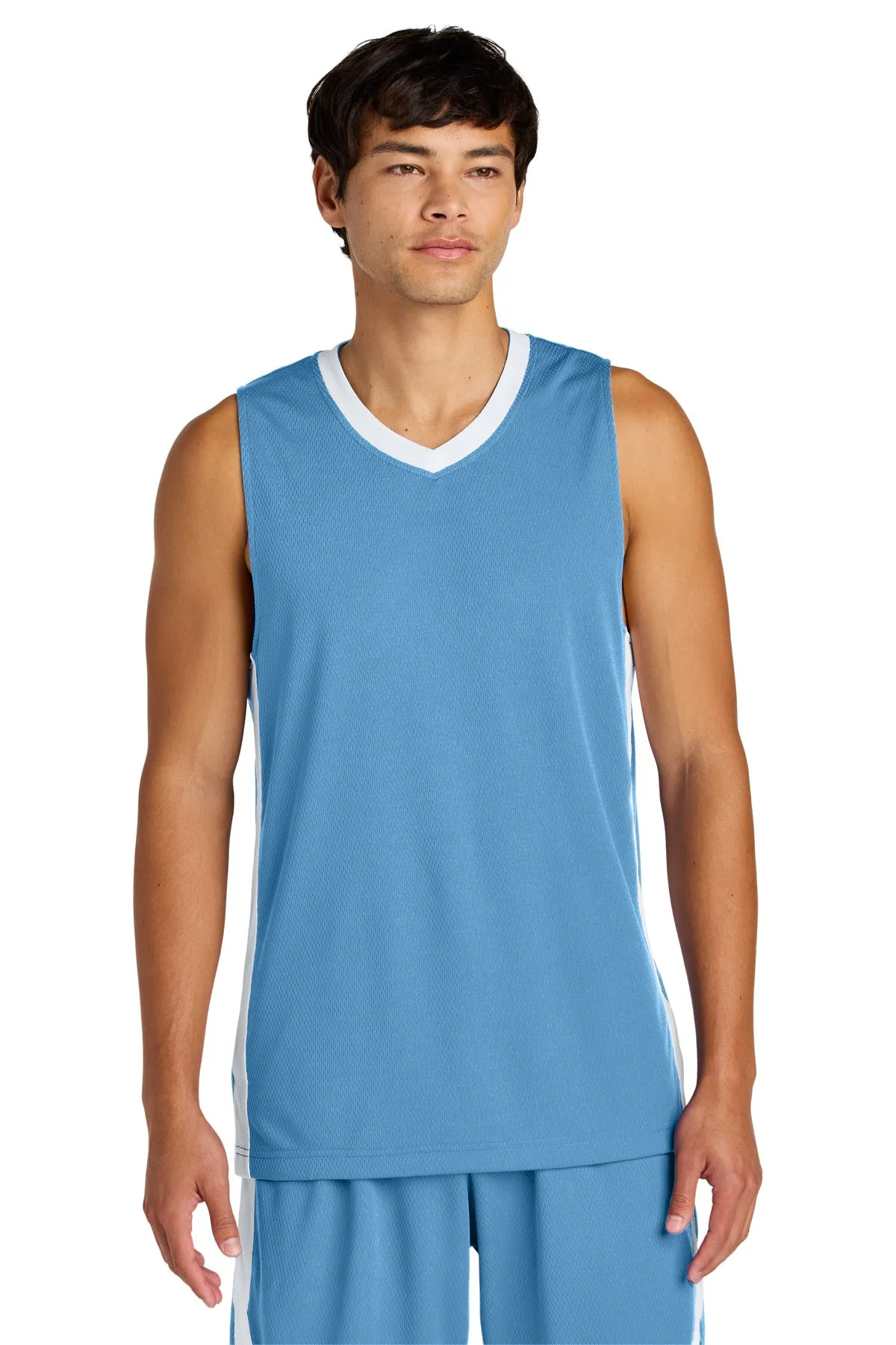 Sport-Tek Rival Basketball Rev Jersey ST900 Carolina Blue/ White