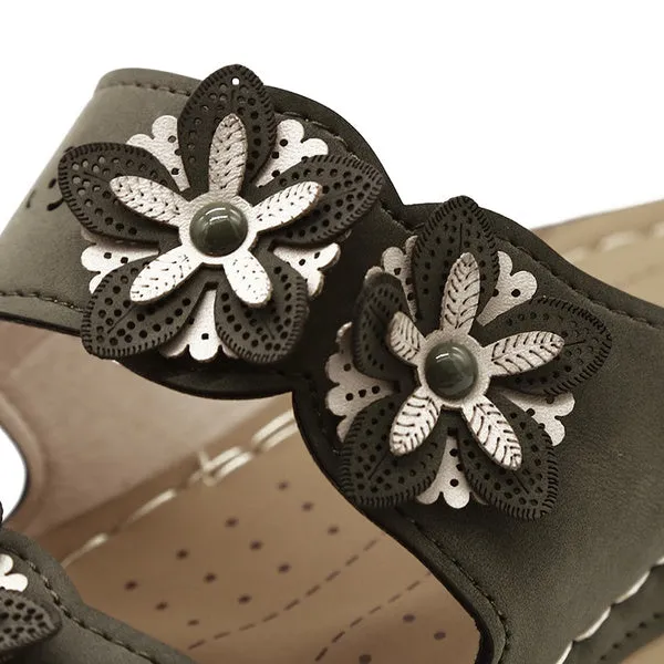 Summer Breathable Premium Orthopedic Open Toe Sandals Ladies Buckle Strap Vintage Anti-Slip Slippers Female Shoes