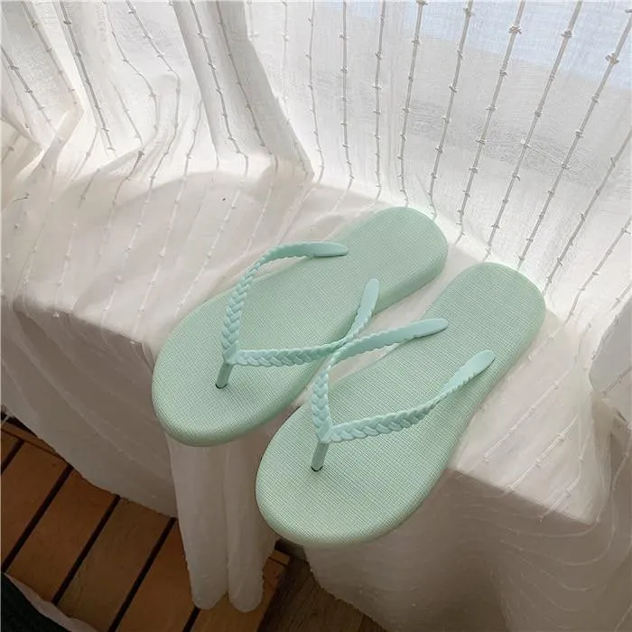 Summer Slippers Soft PVC Girls Beach Flip Flops Anti-slip Flat Shoes Ladies Vacation Slides Female Sandals