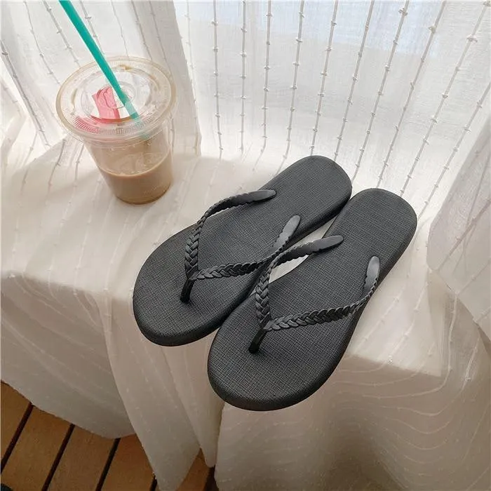 Summer Slippers Soft PVC Girls Beach Flip Flops Anti-slip Flat Shoes Ladies Vacation Slides Female Sandals