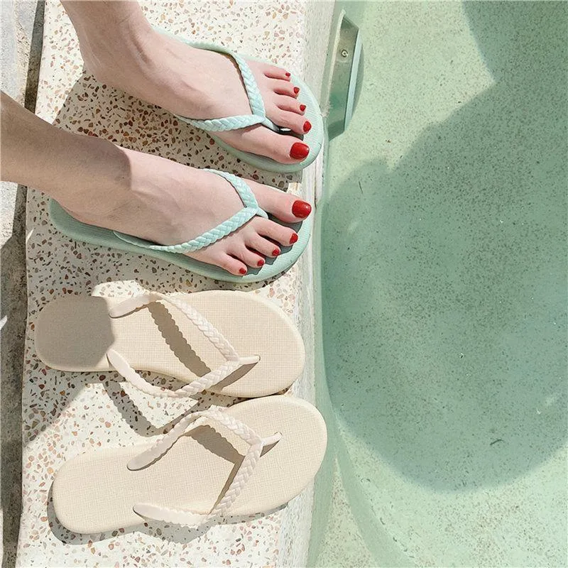 Summer Slippers Soft PVC Girls Beach Flip Flops Anti-slip Flat Shoes Ladies Vacation Slides Female Sandals