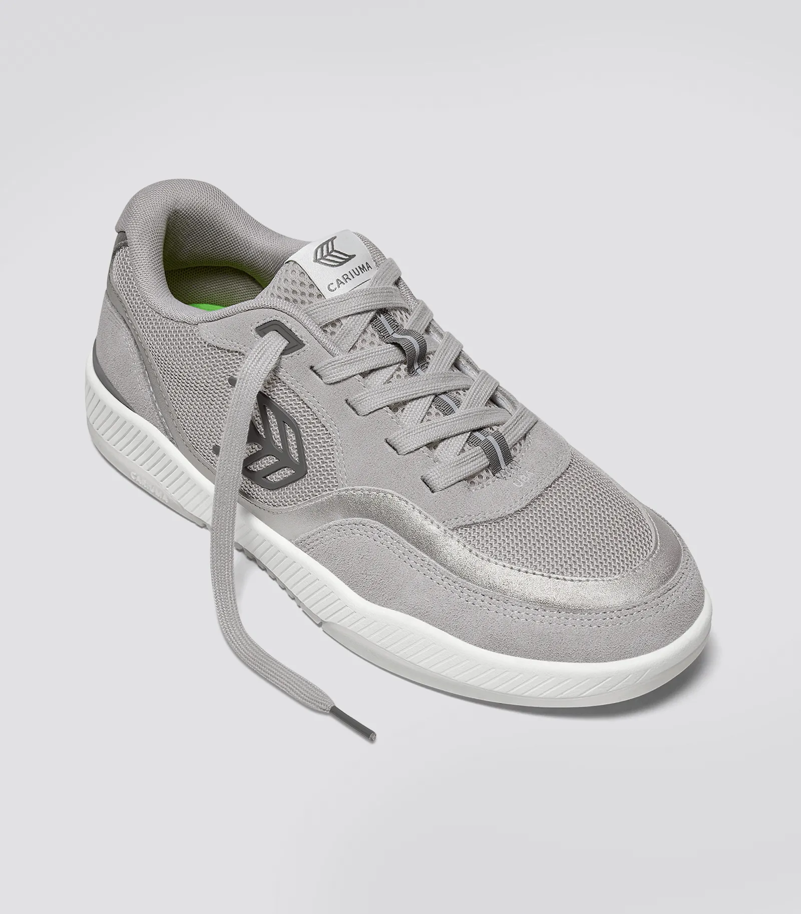 UBA Light Grey Suede and Mesh Charcoal Grey Logo Silver Accents Sneaker Men