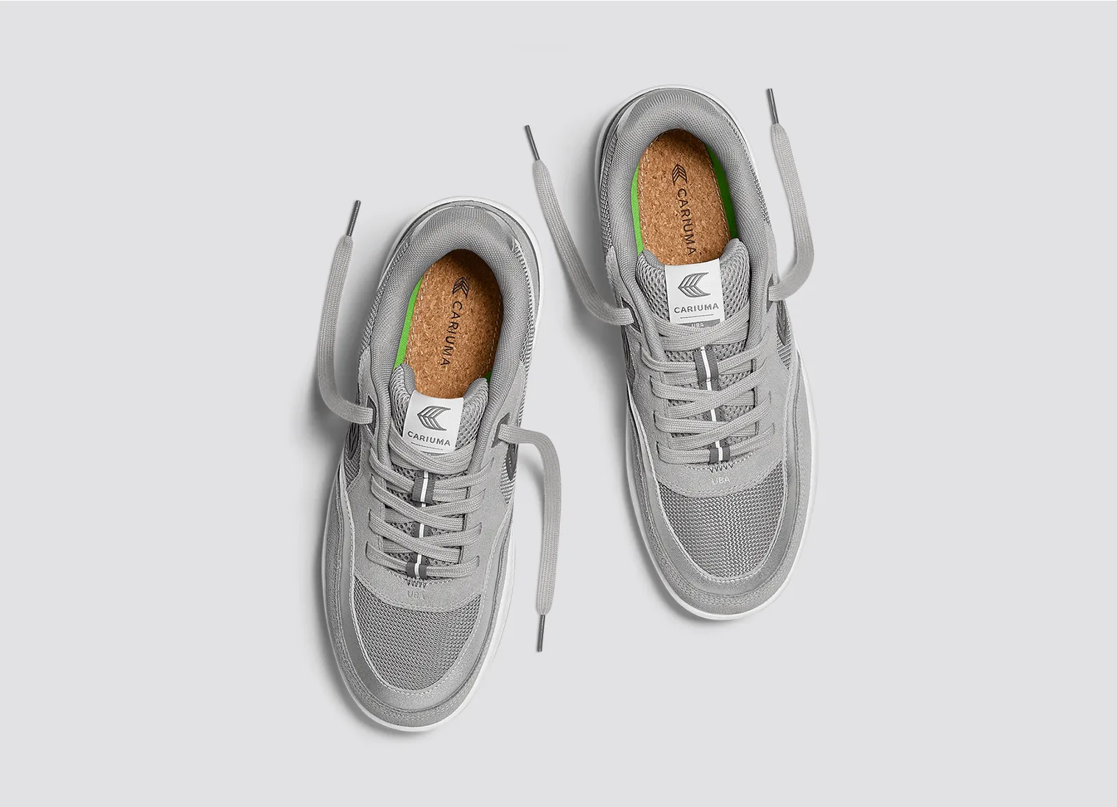 UBA Light Grey Suede and Mesh Charcoal Grey Logo Silver Accents Sneaker Men