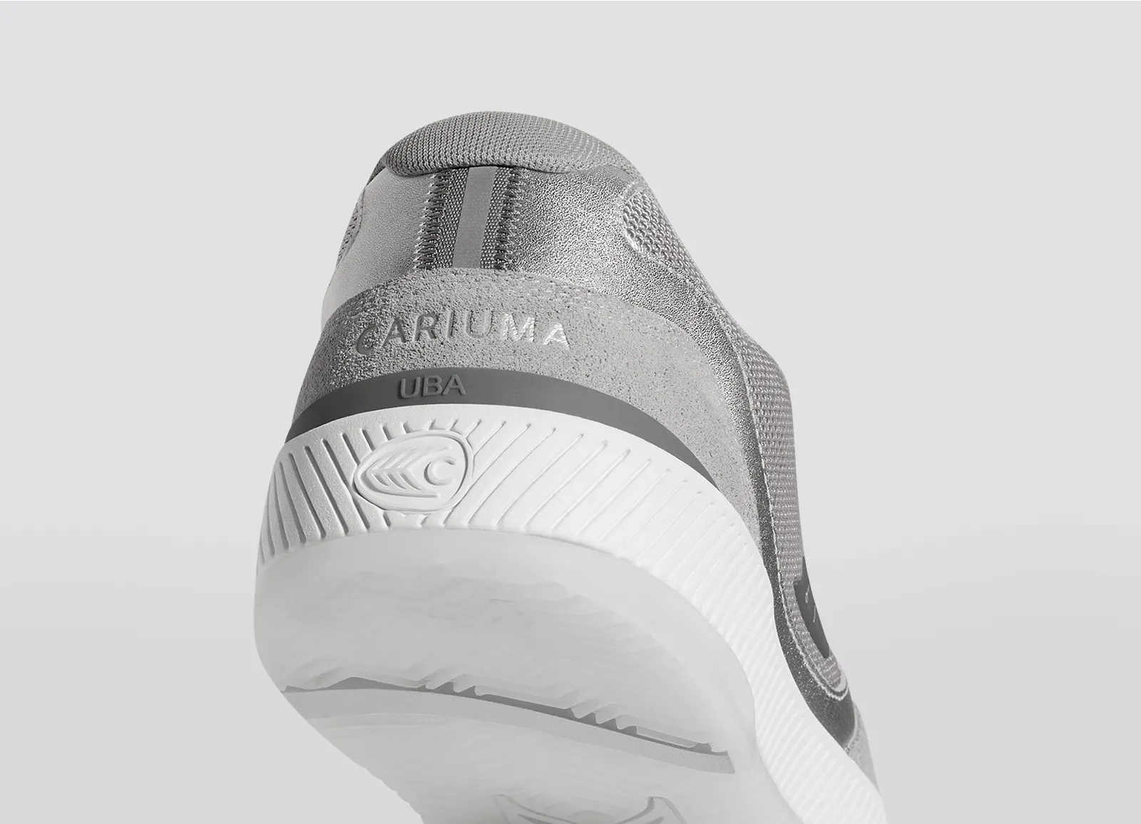 UBA Light Grey Suede and Mesh Charcoal Grey Logo Silver Accents Sneaker Men