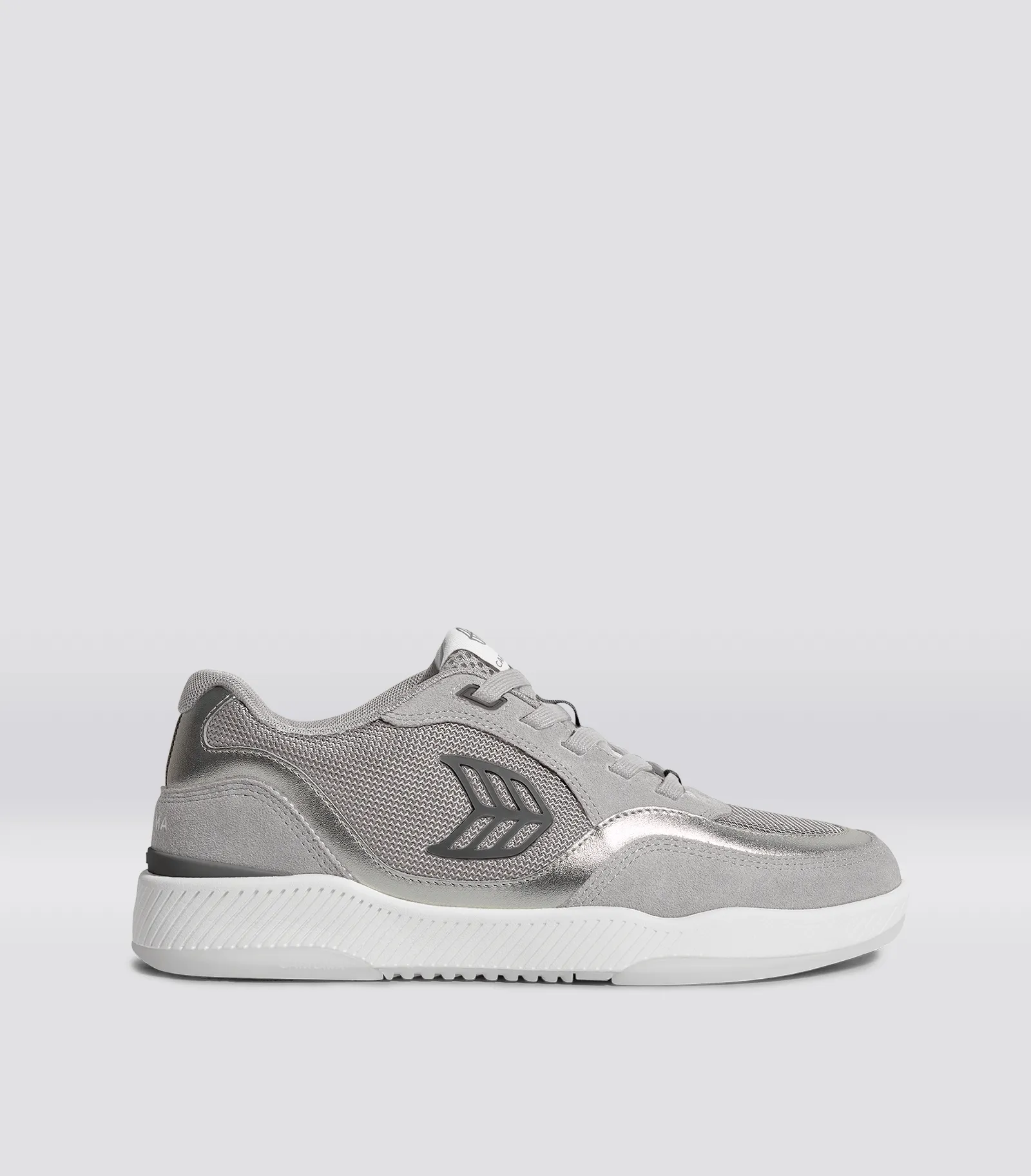 UBA Light Grey Suede and Mesh Charcoal Grey Logo Silver Accents Sneaker Men