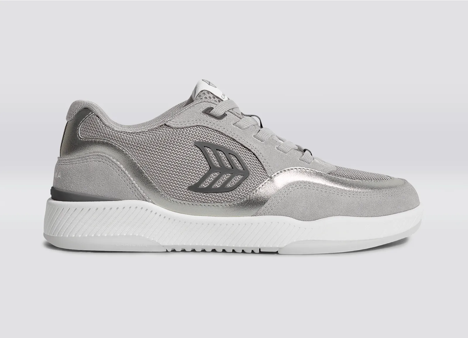 UBA Light Grey Suede and Mesh Charcoal Grey Logo Silver Accents Sneaker Men