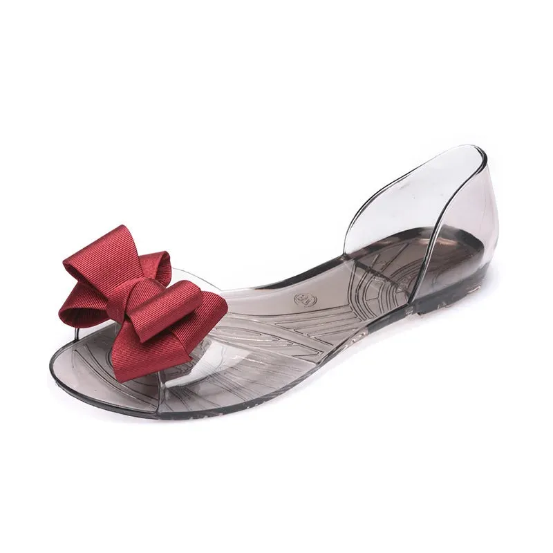 Women Sandals Open Toe Summer Jelly Shoes Woman Fashion Butterfly-knot Flat Sandals Women Beach Shoes Slip On Flip Flops WSH3149
