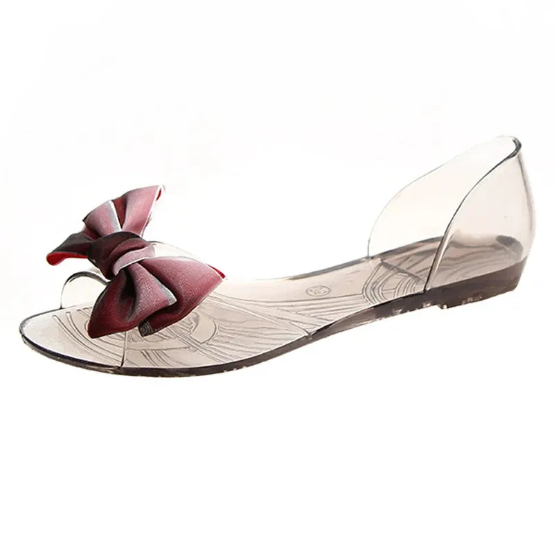 Women Sandals Open Toe Summer Jelly Shoes Woman Fashion Butterfly-knot Flat Sandals Women Beach Shoes Slip On Flip Flops WSH3149