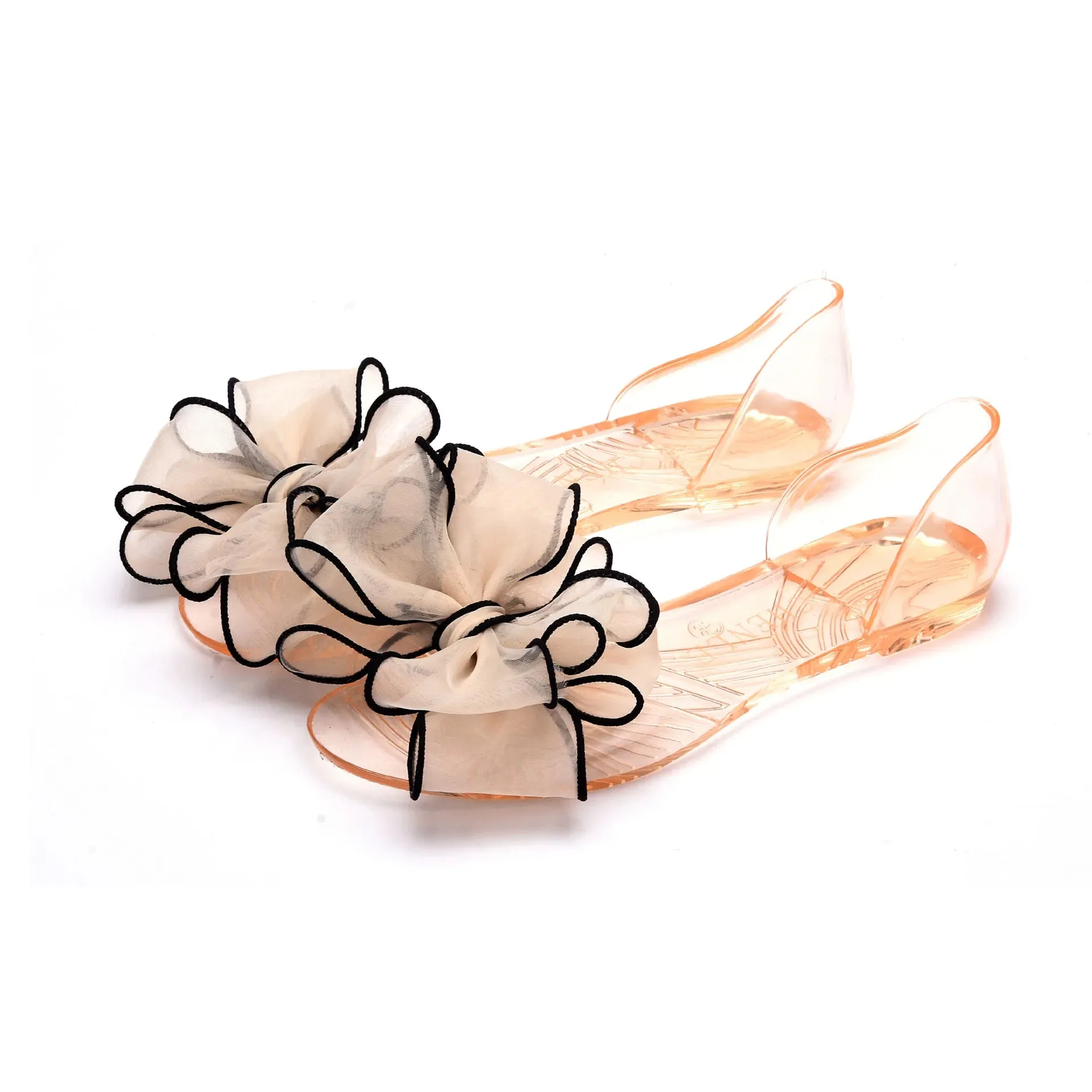 Women Sandals Open Toe Summer Jelly Shoes Woman Fashion Butterfly-knot Flat Sandals Women Beach Shoes Slip On Flip Flops WSH3149