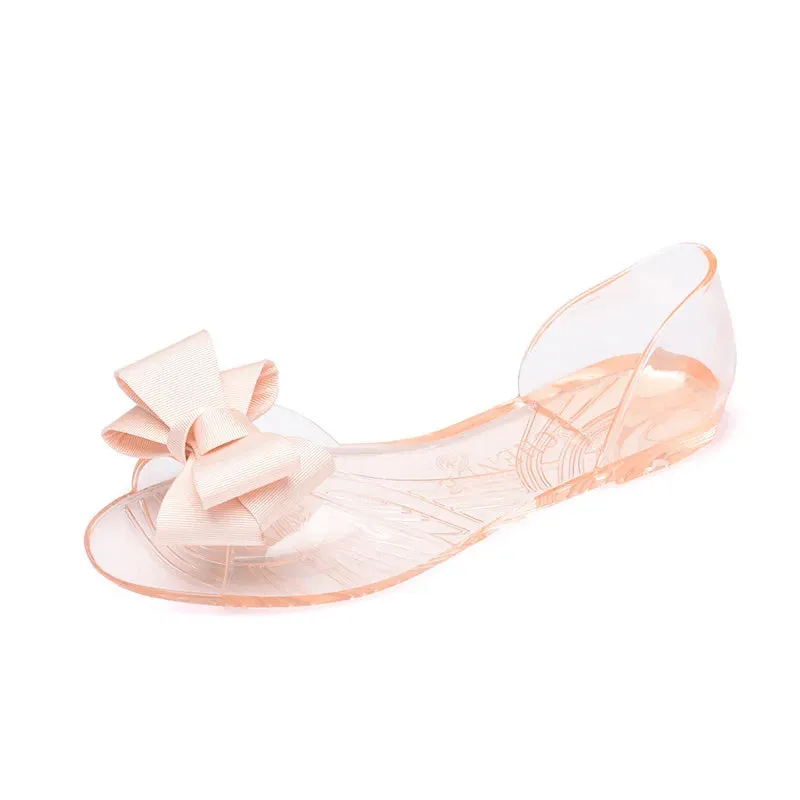 Women Sandals Open Toe Summer Jelly Shoes Woman Fashion Butterfly-knot Flat Sandals Women Beach Shoes Slip On Flip Flops WSH3149