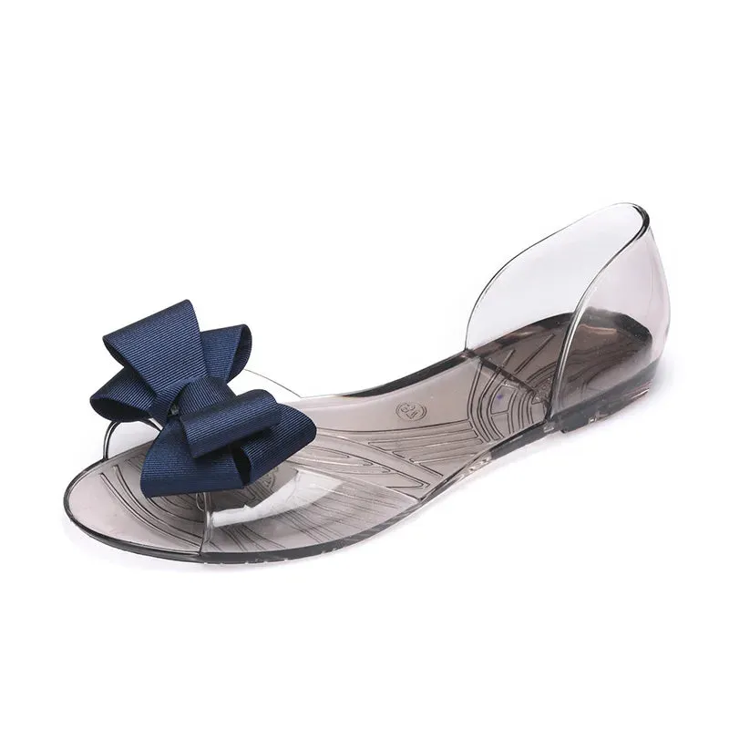 Women Sandals Open Toe Summer Jelly Shoes Woman Fashion Butterfly-knot Flat Sandals Women Beach Shoes Slip On Flip Flops WSH3149