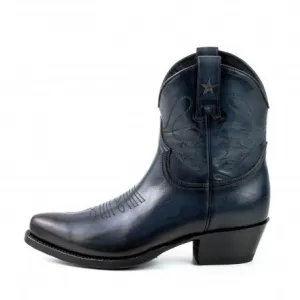 Women's Cowboy Boots or Ankle Boots Handcrafted Dark Blue Leather 2374 Texanas