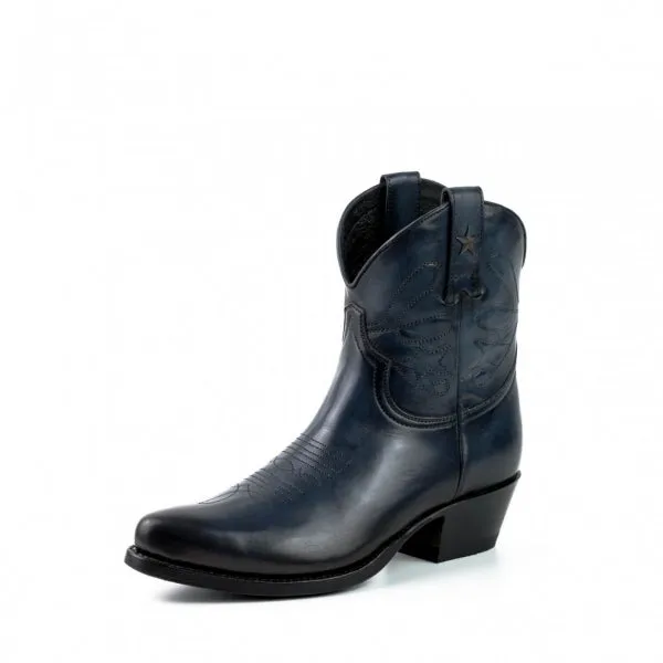 Women's Cowboy Boots or Ankle Boots Handcrafted Dark Blue Leather 2374 Texanas