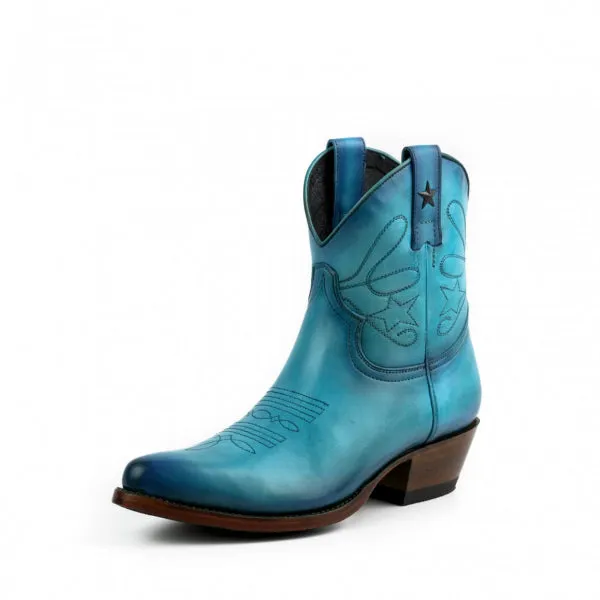 Women's Cowboy Boots or Ankle Boots Handcrafted Turquoise Blue Leather 2374 Texanas