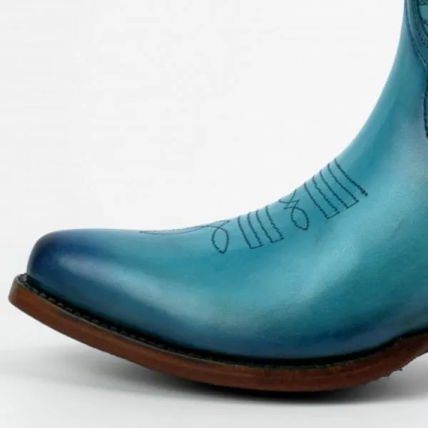 Women's Cowboy Boots or Ankle Boots Handcrafted Turquoise Blue Leather 2374 Texanas