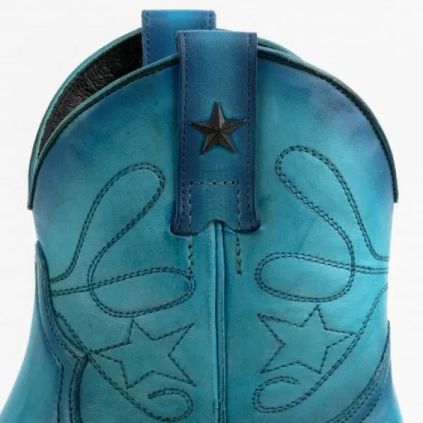 Women's Cowboy Boots or Ankle Boots Handcrafted Turquoise Blue Leather 2374 Texanas