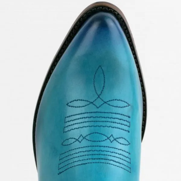 Women's Cowboy Boots or Ankle Boots Handcrafted Turquoise Blue Leather 2374 Texanas