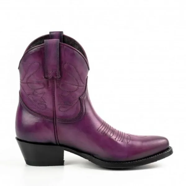 Women's Cowboy Boots or Ankle Boots Handmade Purple Leather 2374 Texanas