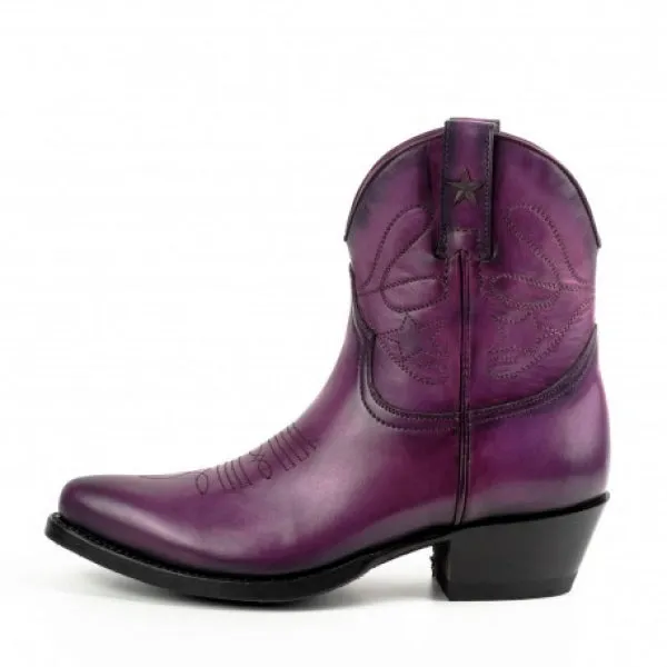 Women's Cowboy Boots or Ankle Boots Handmade Purple Leather 2374 Texanas