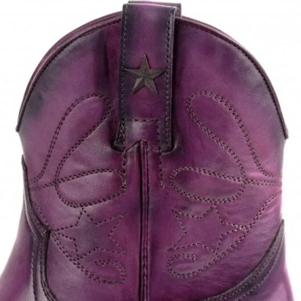 Women's Cowboy Boots or Ankle Boots Handmade Purple Leather 2374 Texanas