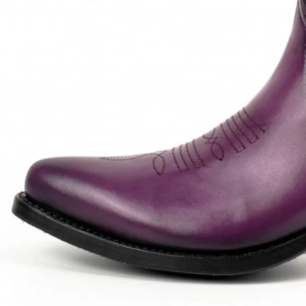 Women's Cowboy Boots or Ankle Boots Handmade Purple Leather 2374 Texanas