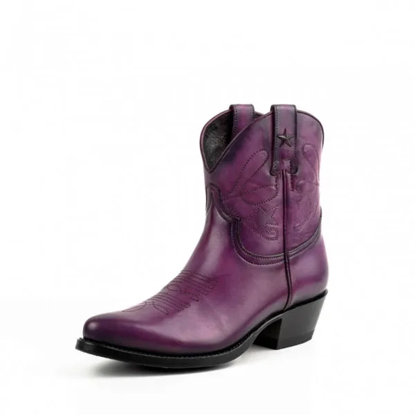 Women's Cowboy Boots or Ankle Boots Handmade Purple Leather 2374 Texanas